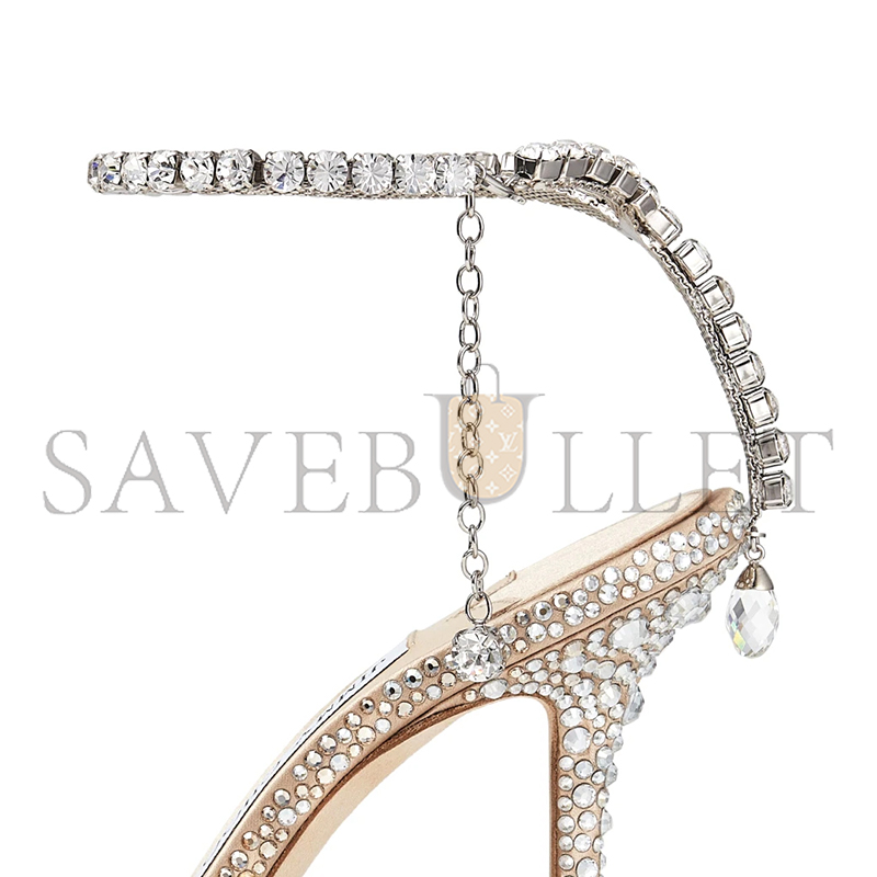 JIMMY CHOO SAEDA 100 GOLD SATIN PUMPS WITH CRYSTALS SAEDA100ZPJ JIMMY CHOO SAEDA 100 GOLD SATIN PUMPS WITH CRYSTALS SAEDA100ZPJ